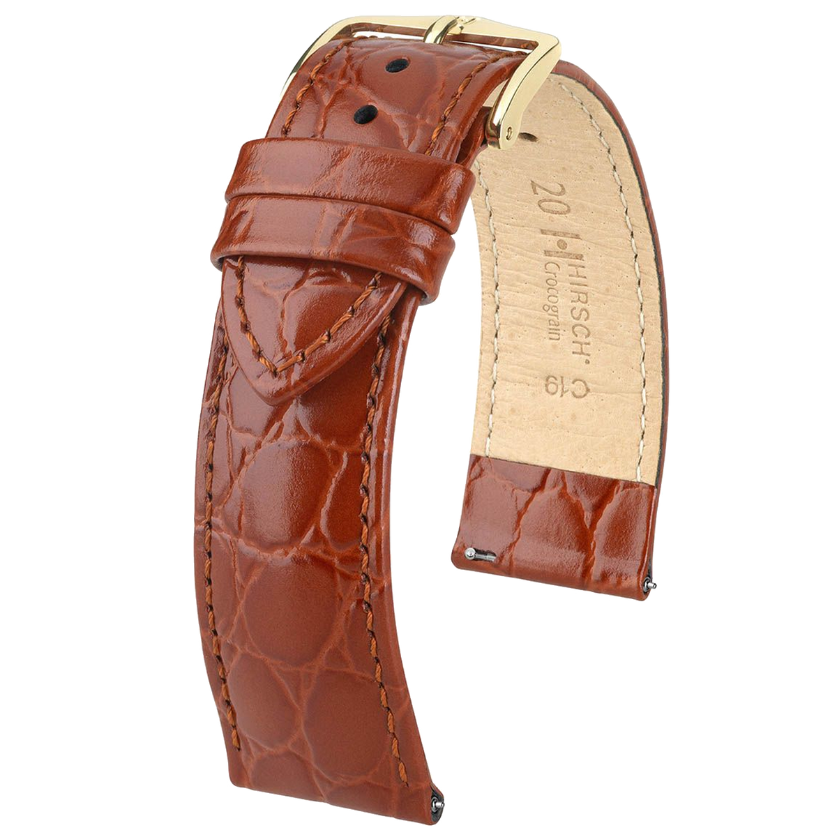 Hirsch CROCOGRAIN Crocodile Embossed Leather Watch Strap