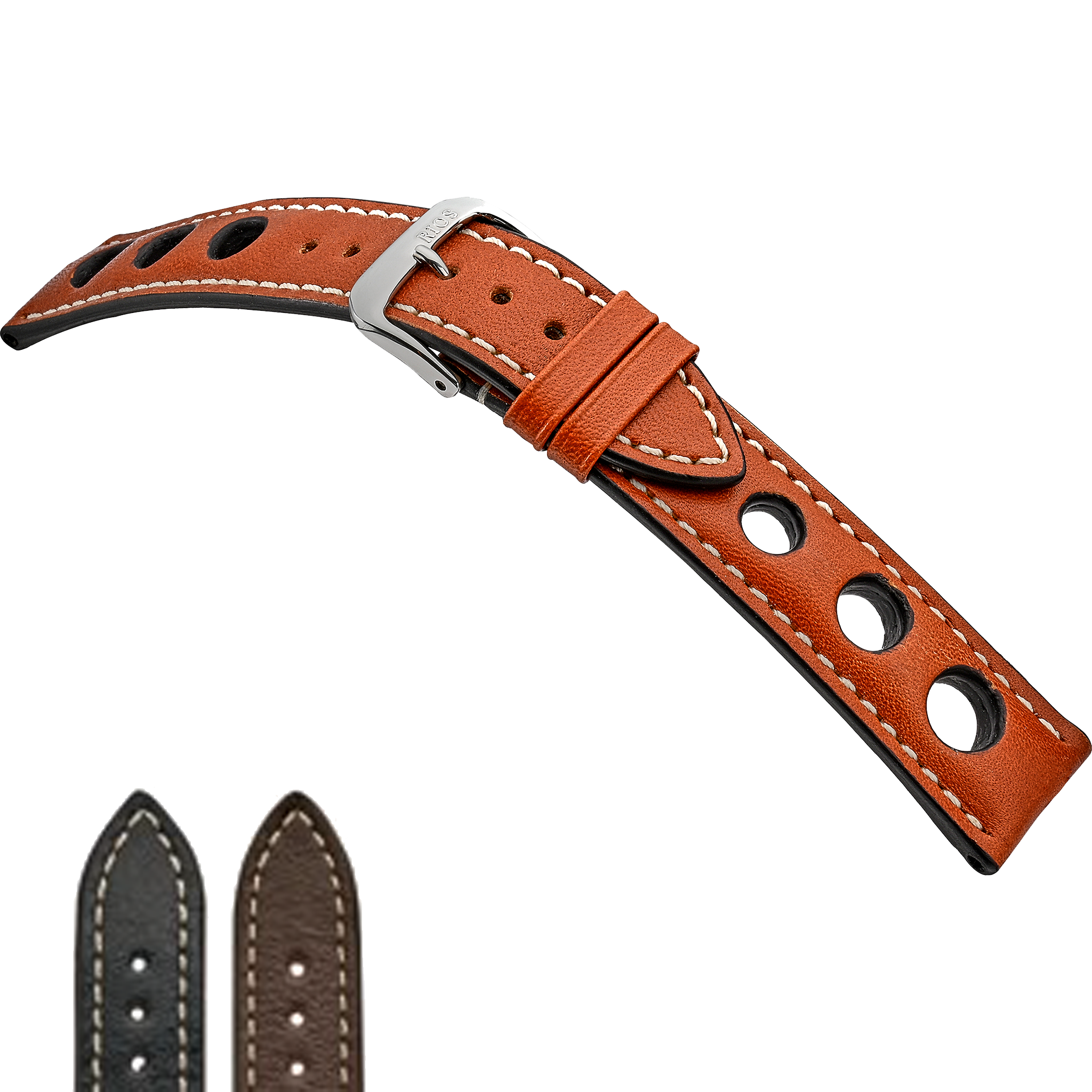 RIOS1931 Sulla Baikal Rallye Vintage Armband - Handgemacht In Deutschland, Rindsleder, 20mm, Schwarz