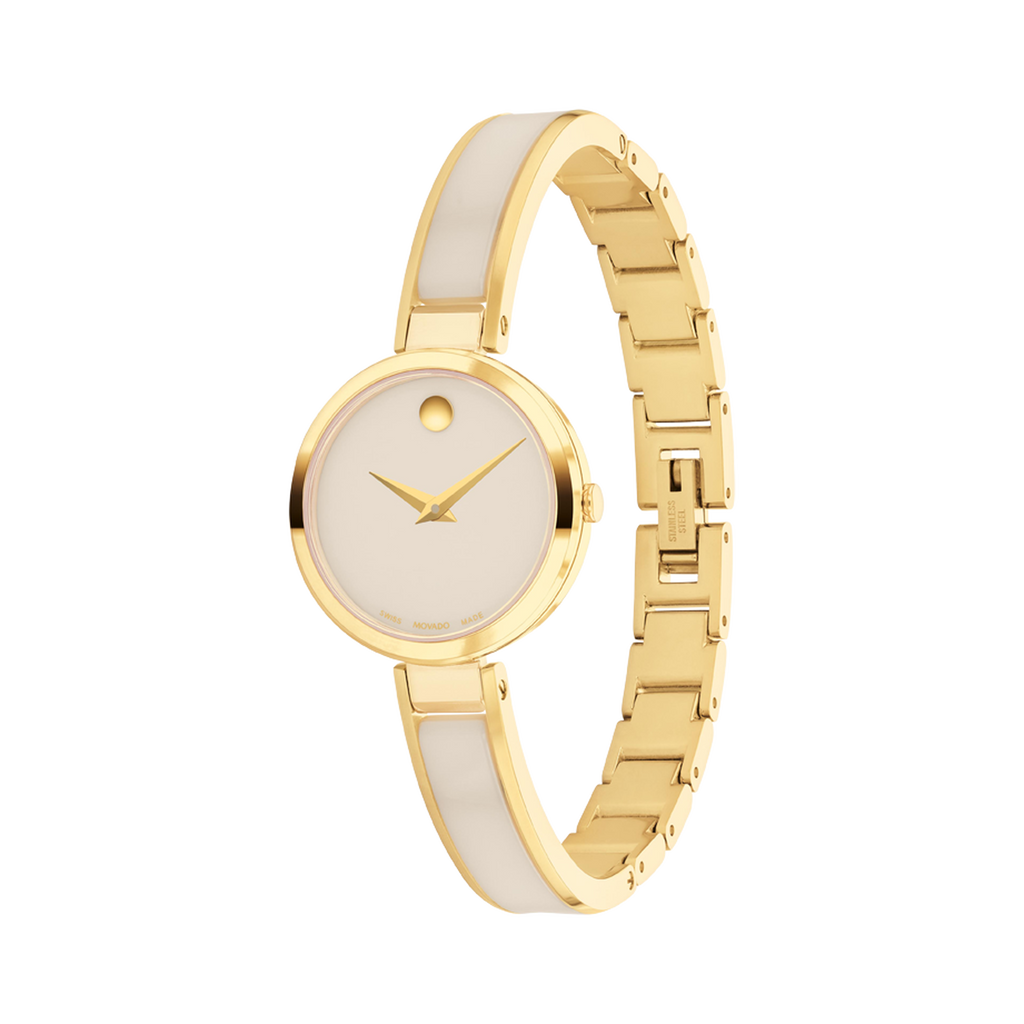 Movado Moda Bangle - Gold-Tone with Ceramic Inlay