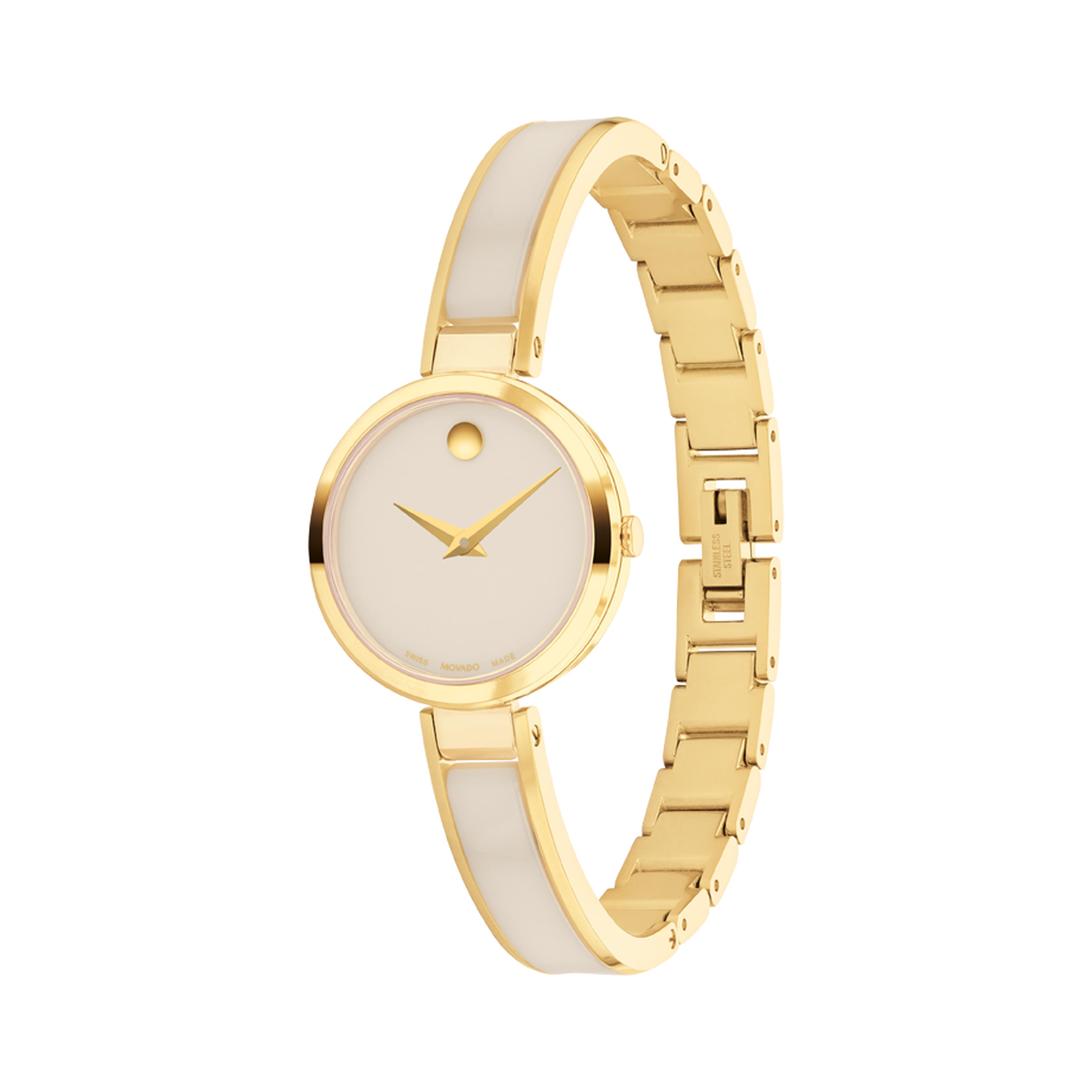 Movado Moda Bangle - Gold-Tone with Ceramic Inlay