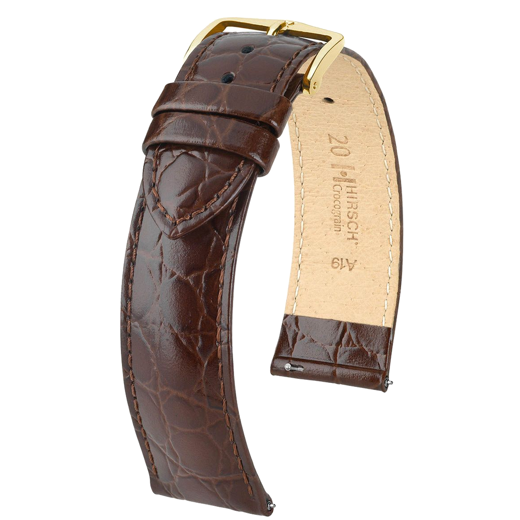 Hirsch CROCOGRAIN Crocodile Embossed Leather Watch Strap