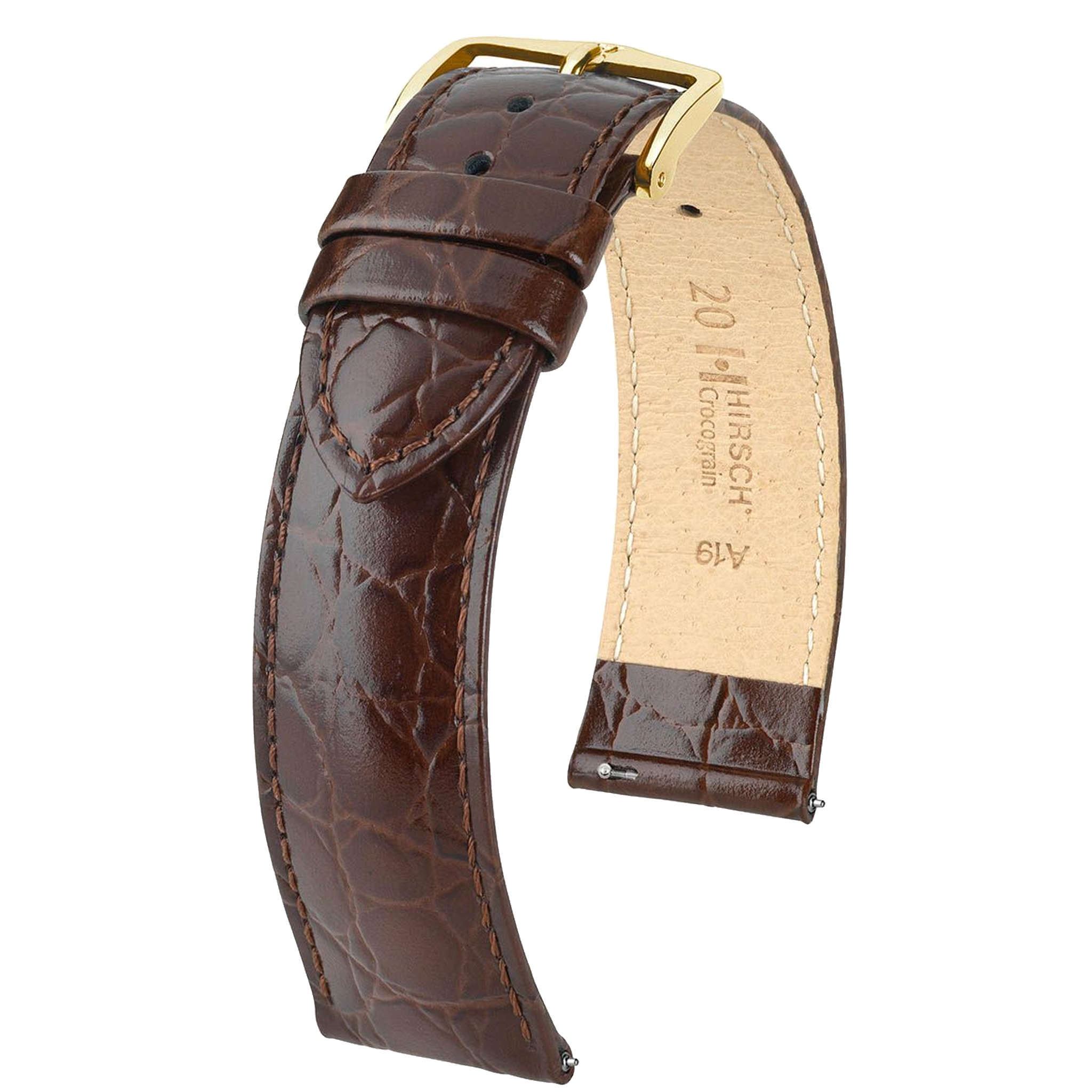 Hirsch CROCOGRAIN Crocodile Embossed Leather Watch Strap