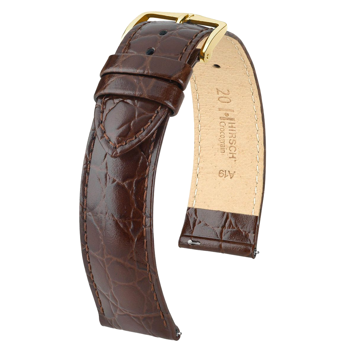 Hirsch CROCOGRAIN Crocodile Embossed Leather Watch Strap