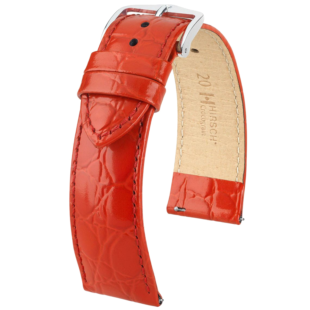 Hirsch CROCOGRAIN Crocodile Embossed Leather Watch Strap