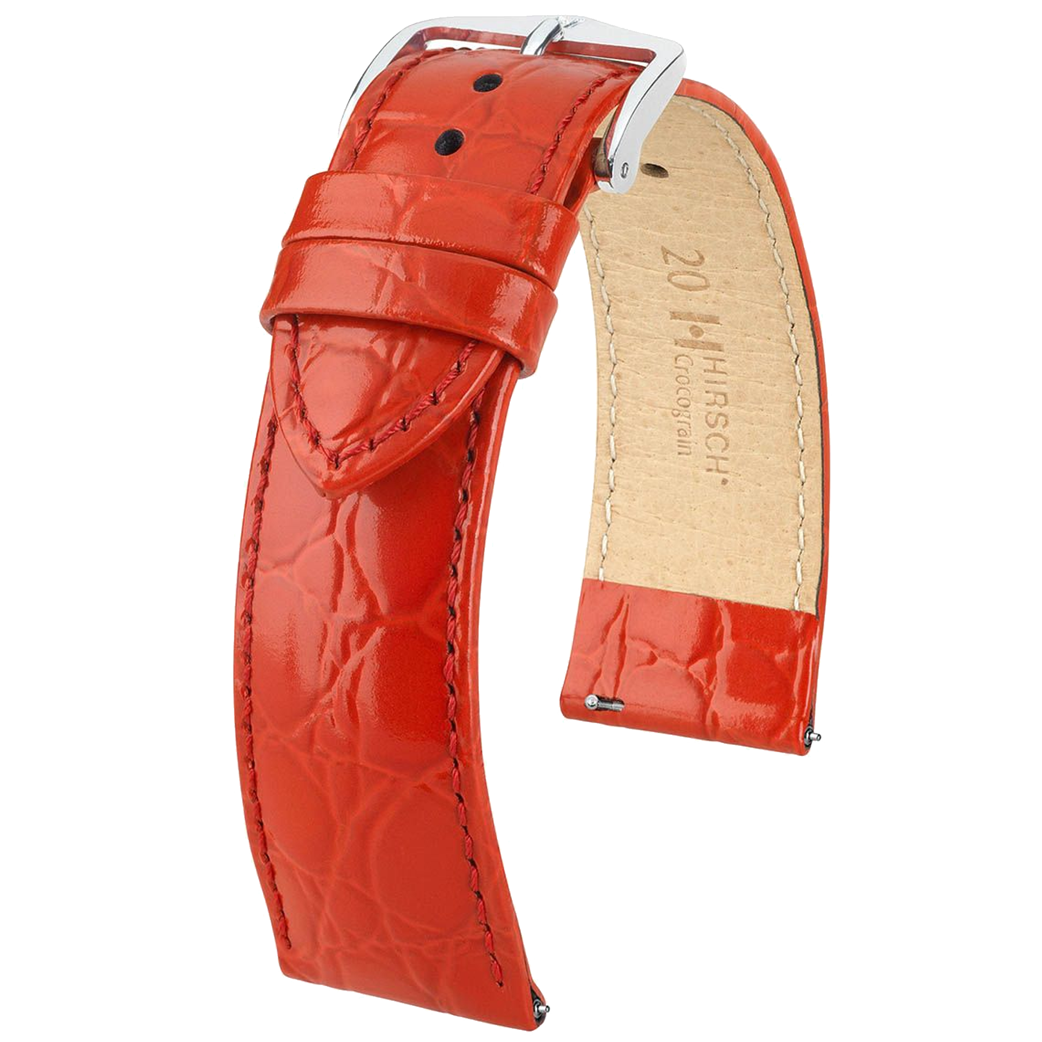 Hirsch CROCOGRAIN Crocodile Embossed Leather Watch Strap