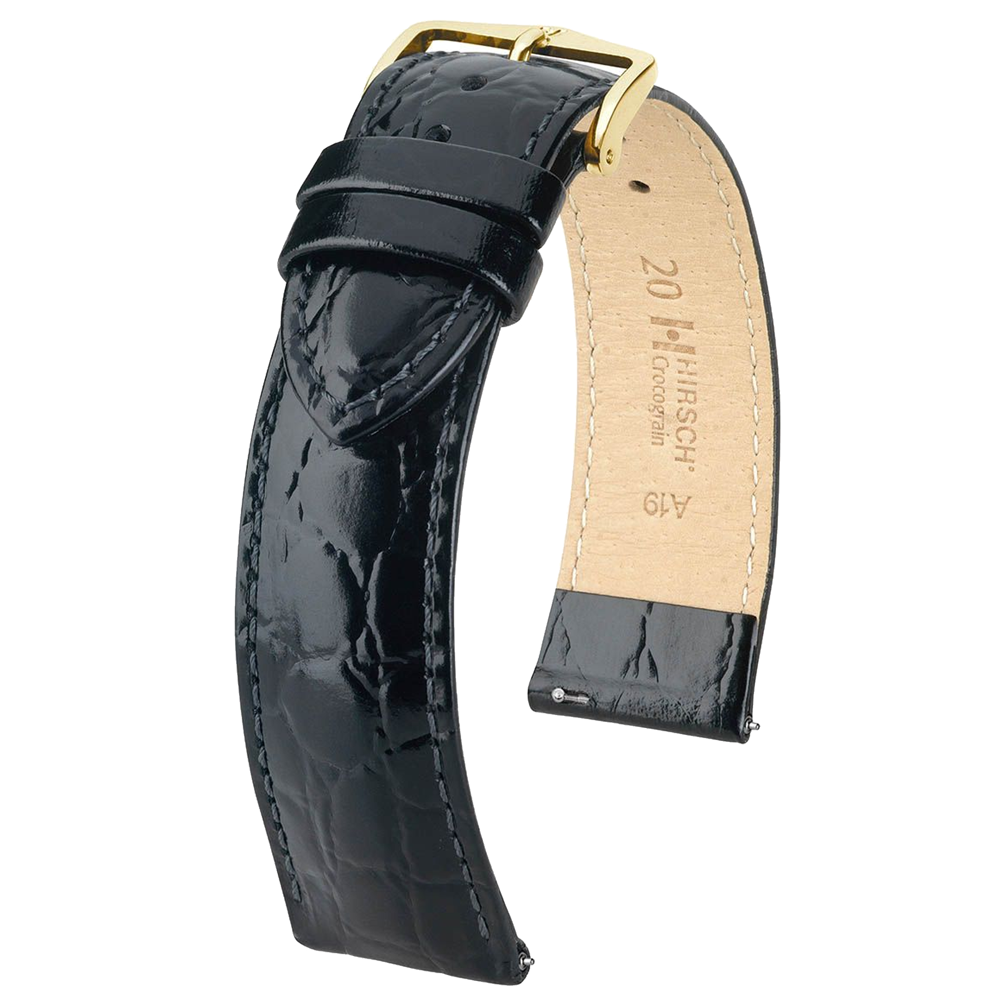 Hirsch CROCOGRAIN Crocodile Embossed Leather Watch Strap