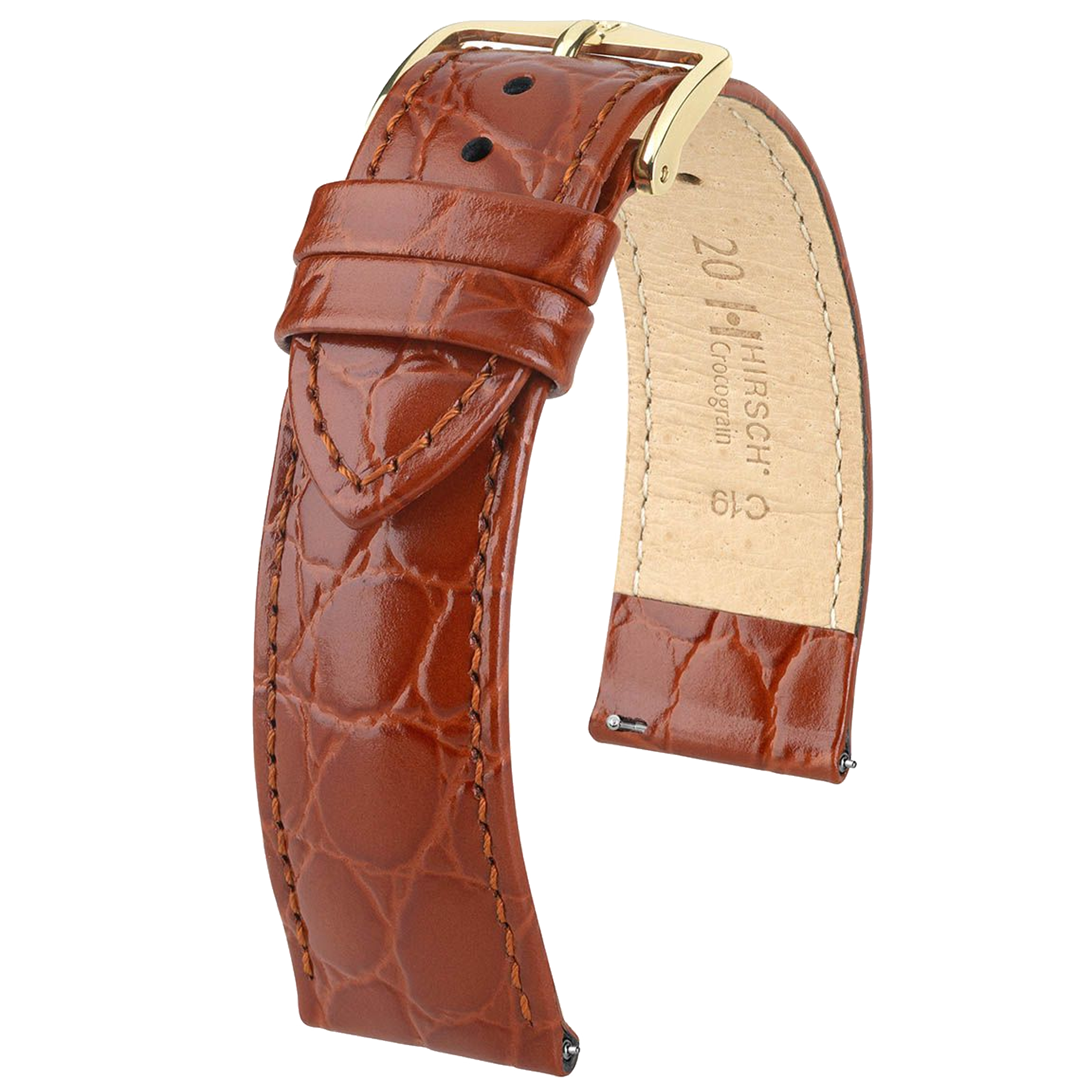 Hirsch CROCOGRAIN Crocodile Embossed Leather Watch Strap