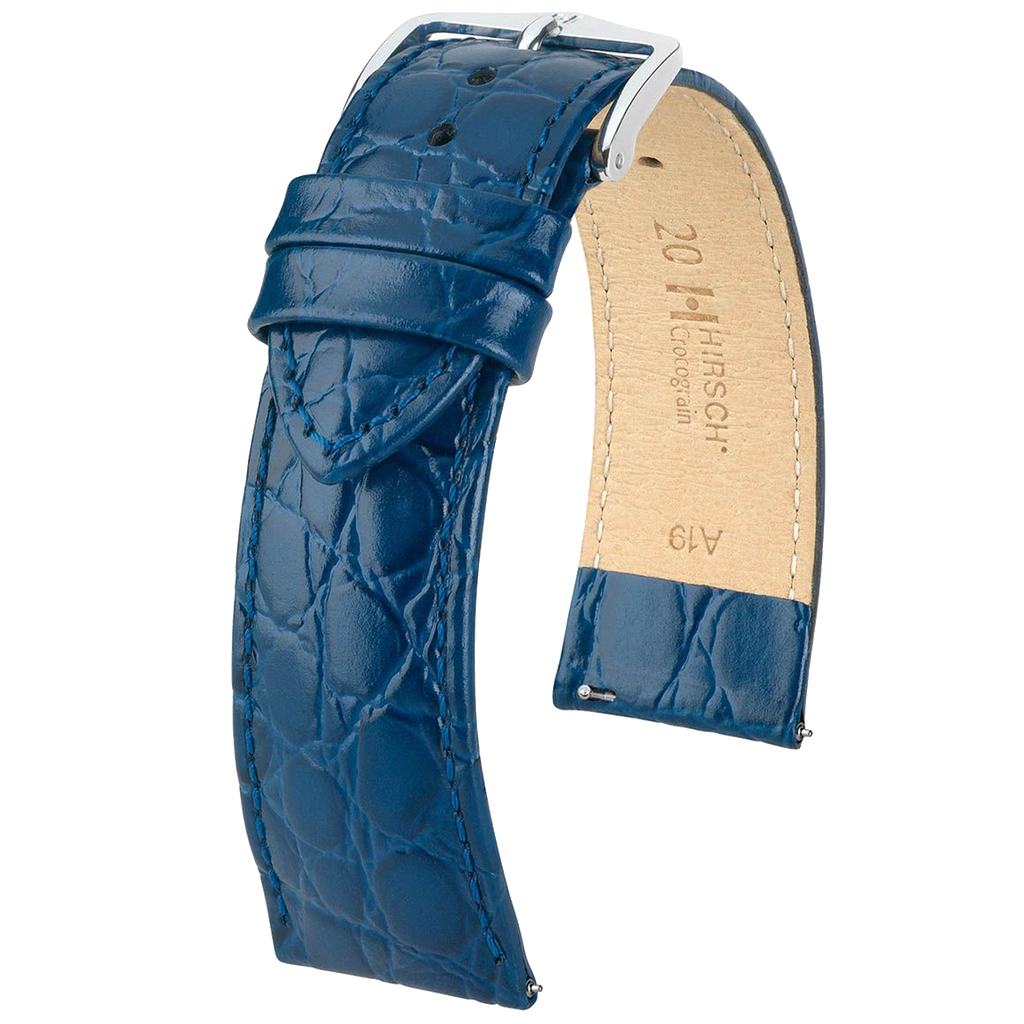 Hirsch CROCOGRAIN Crocodile Embossed Leather Watch Strap