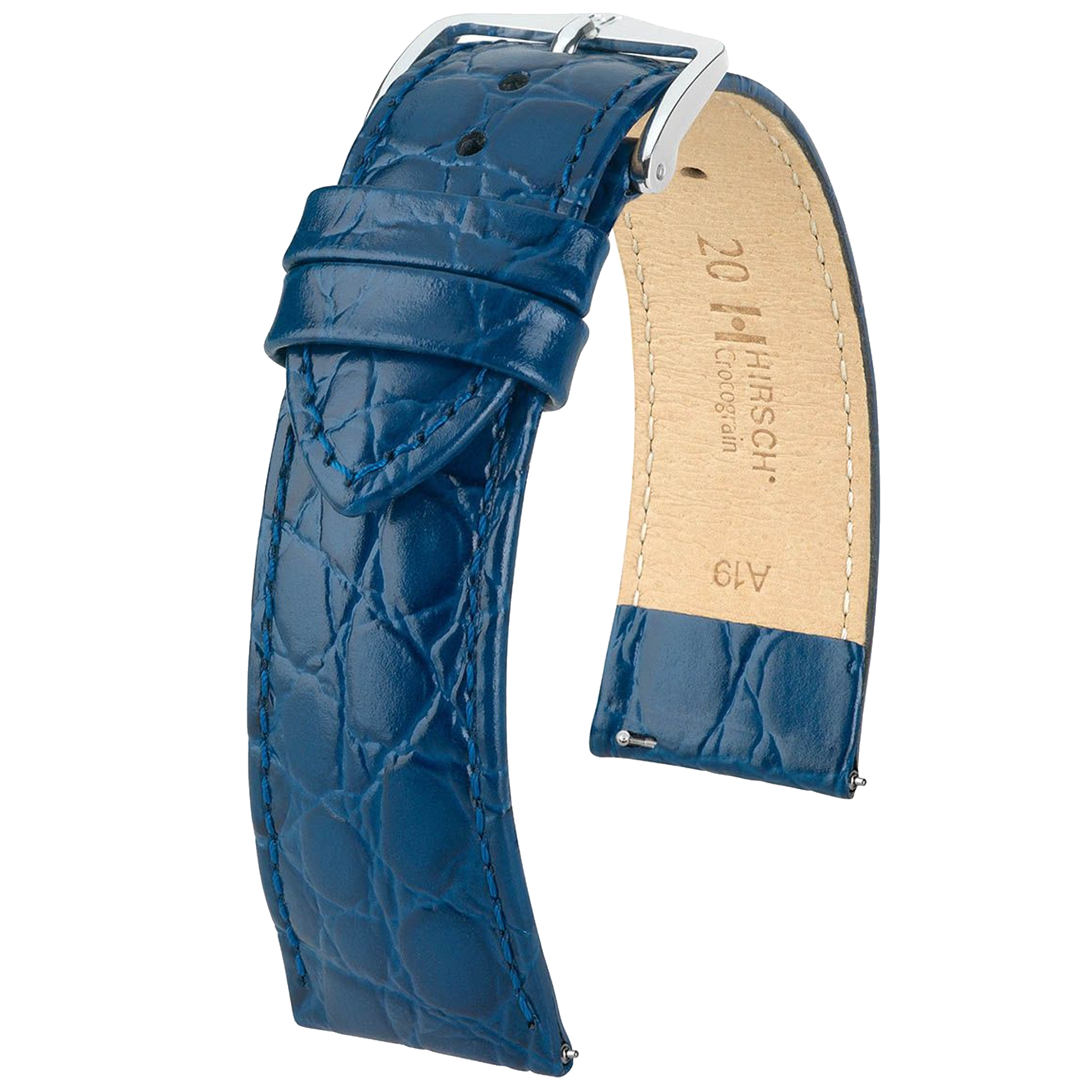 Hirsch CROCOGRAIN Crocodile Embossed Leather Watch Strap