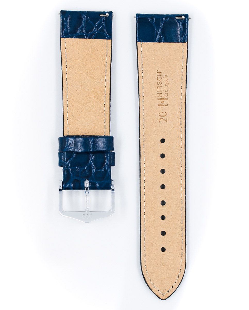 Hirsch CROCOGRAIN Crocodile Embossed Leather Watch Strap