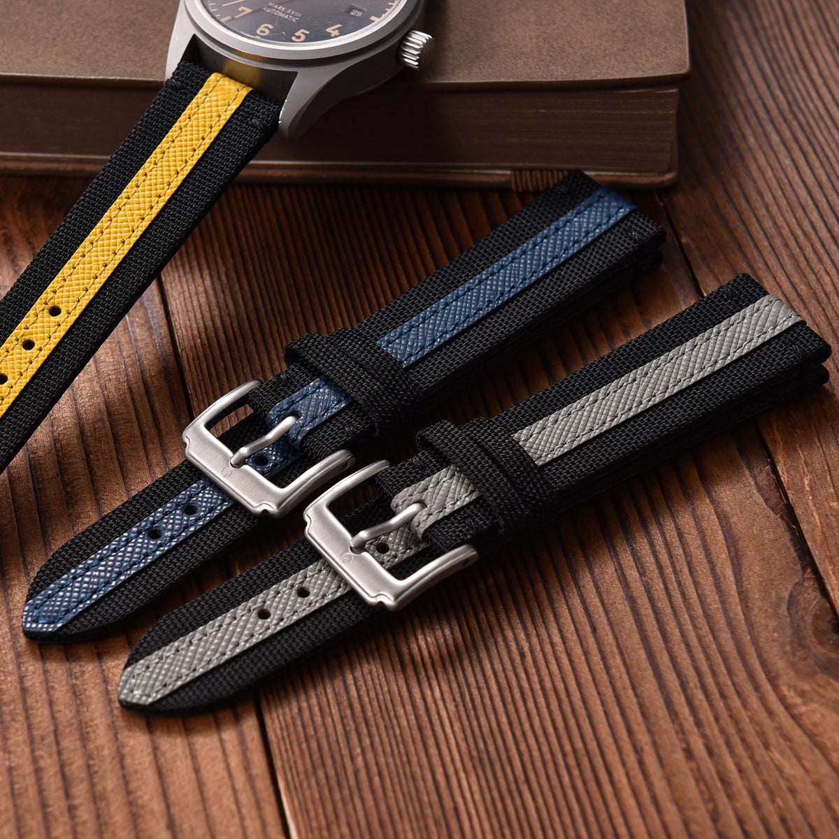 Halifax Watch Bands - Sailcloth &amp; Saffiano Leather Hybrid