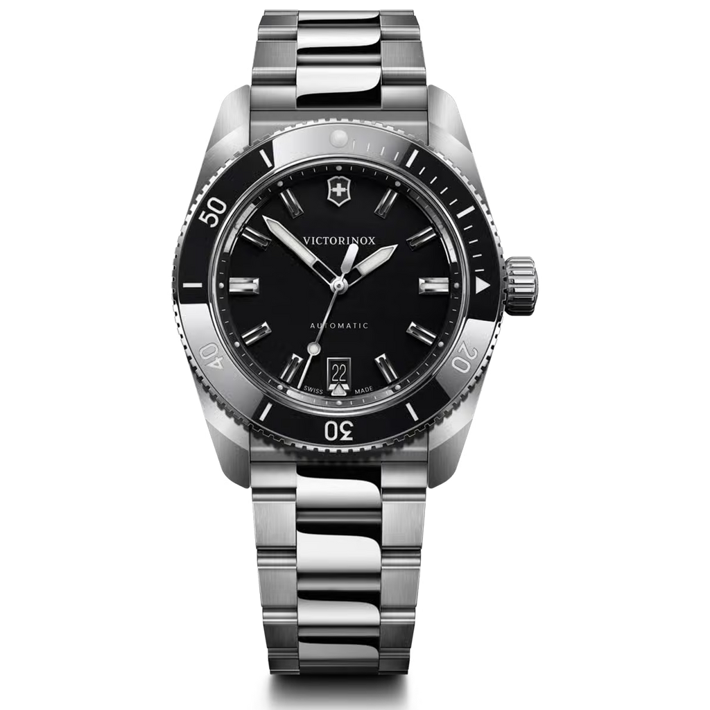 Victorinox Maverick 242105 39mm automatic watch with black dial and stainless-steel bracelet