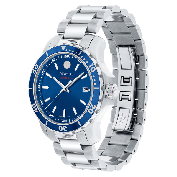 Movado Series 800 - Stainless Steel with Blue Dial