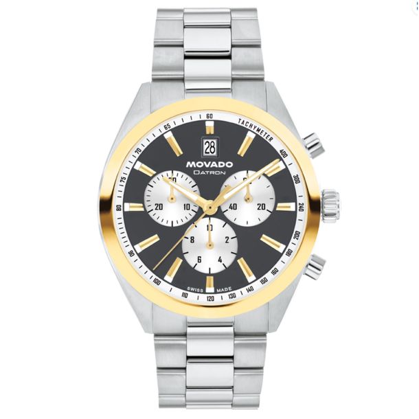 Movado Heritage Series Datron 41mm charcoal dial chronograph, model 3650224
