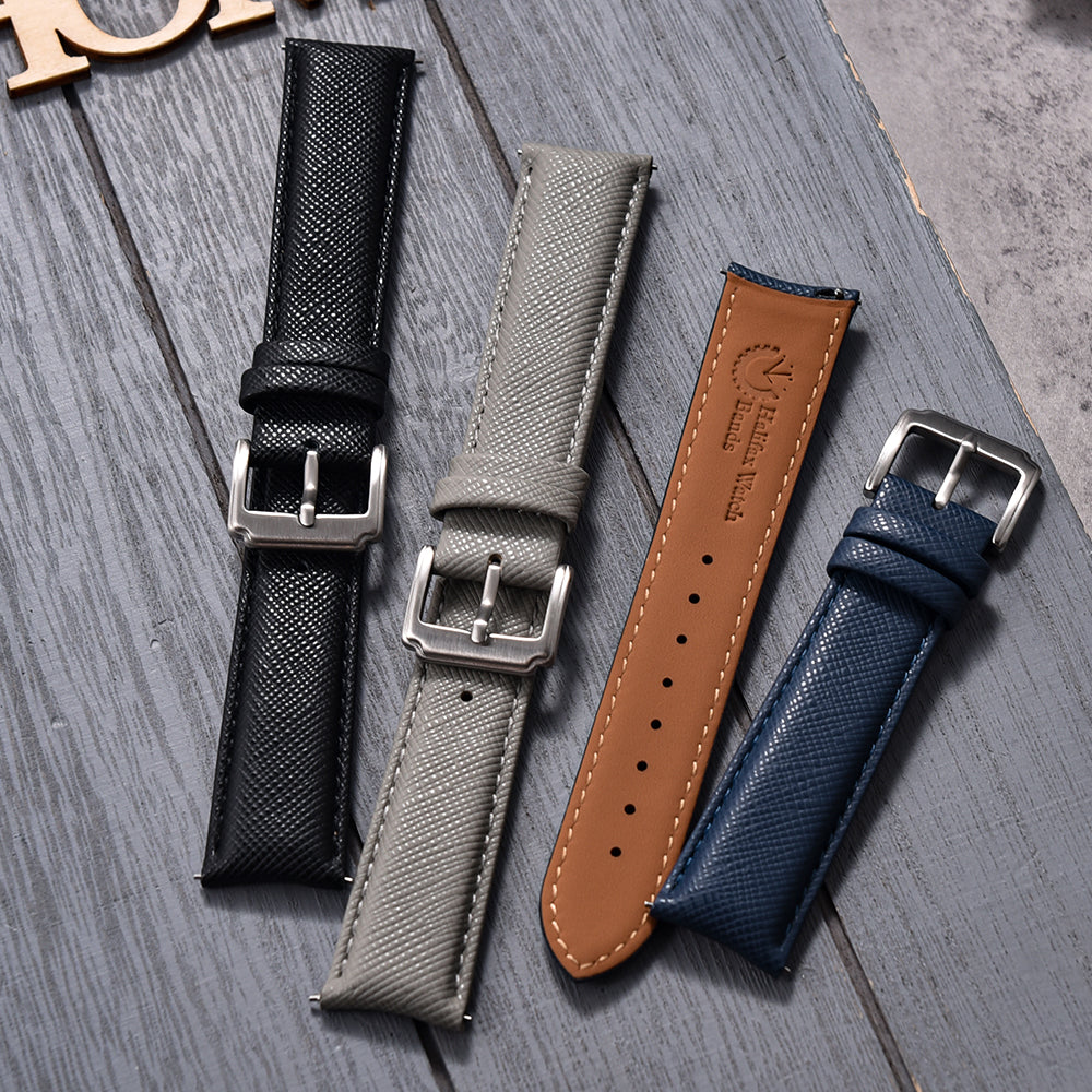 Halifax Watch Bands - Contour Luxe Saffiano Leather Strap