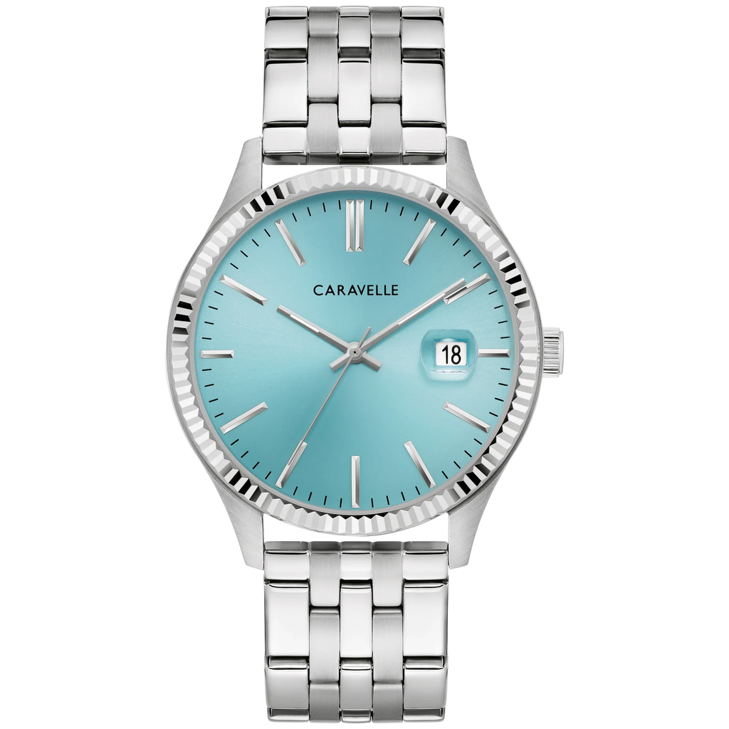 Caravelle Dress - 41mm Light Blue Dial Silver-Tone (43B174) front view
