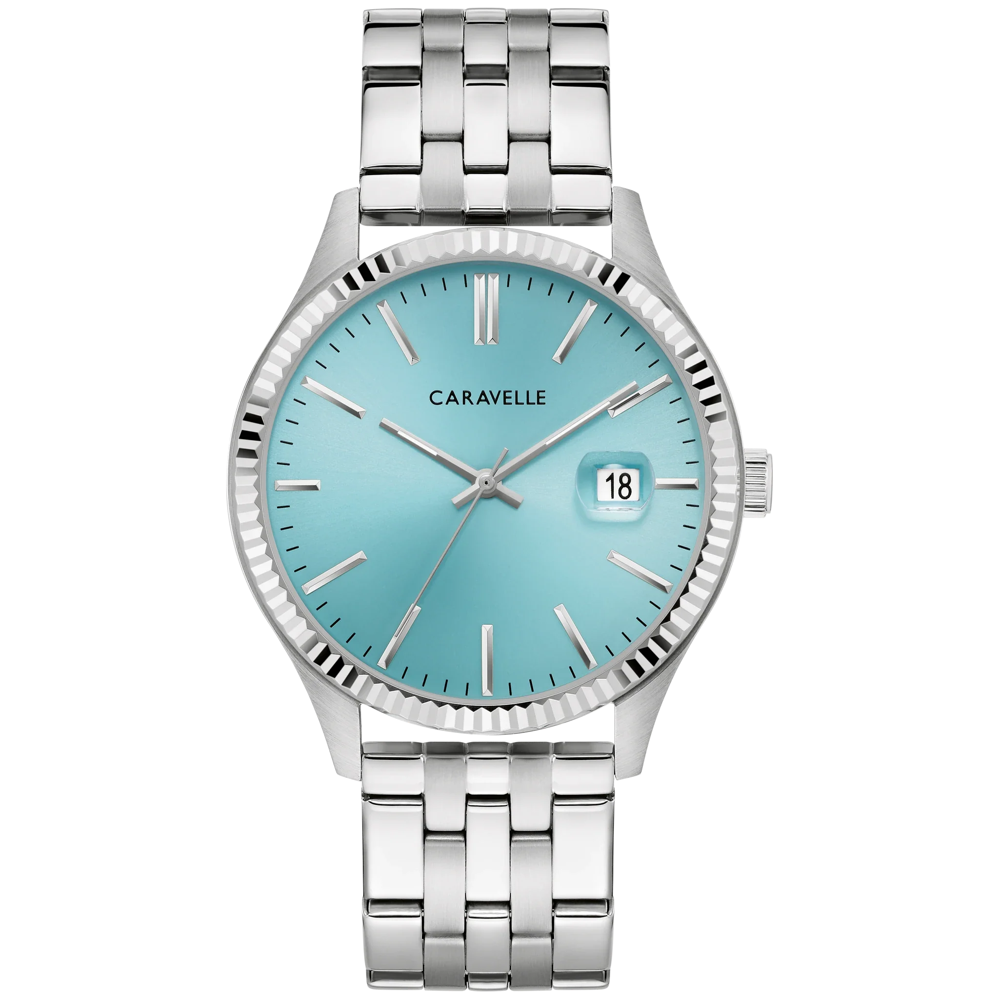 Caravelle Dress - 41mm Light Blue Dial Silver-Tone (43B174) front view