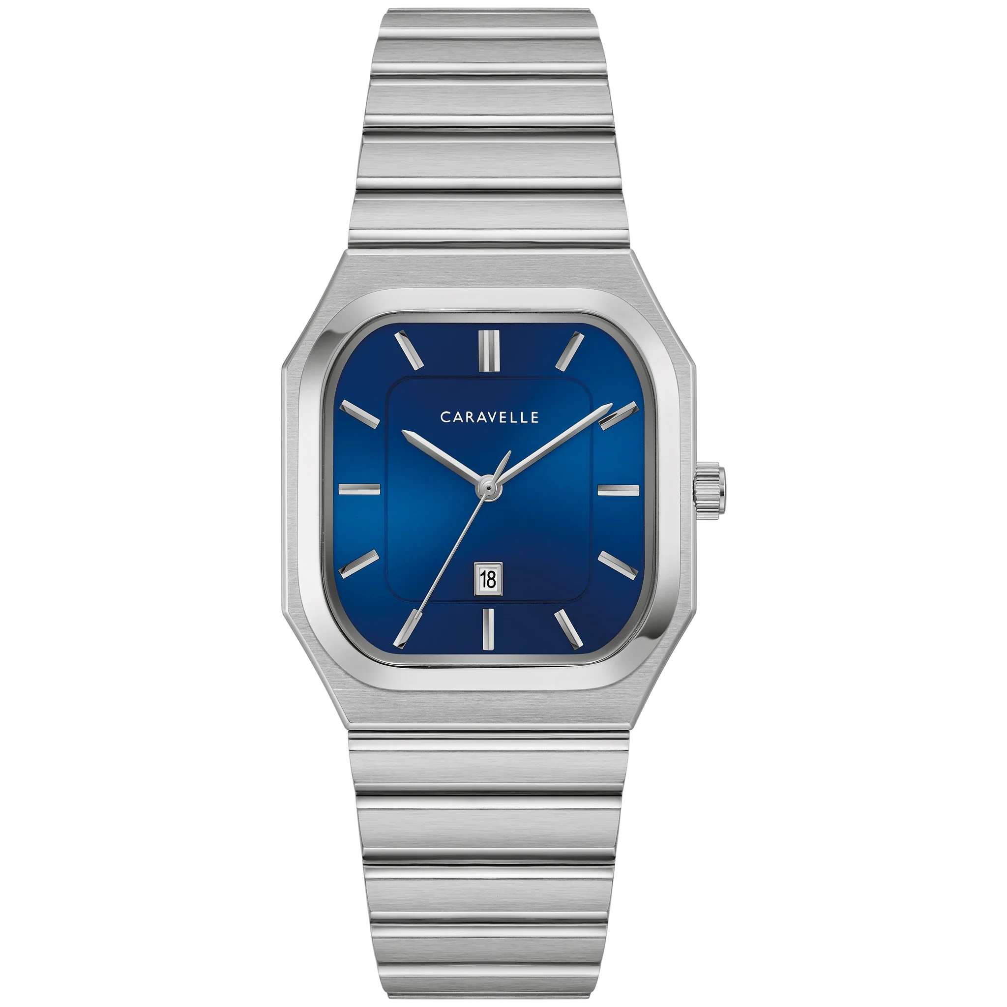 Caravelle Vintage Dress - 32mm Blue Dial Silver-Tone (43B176) front view