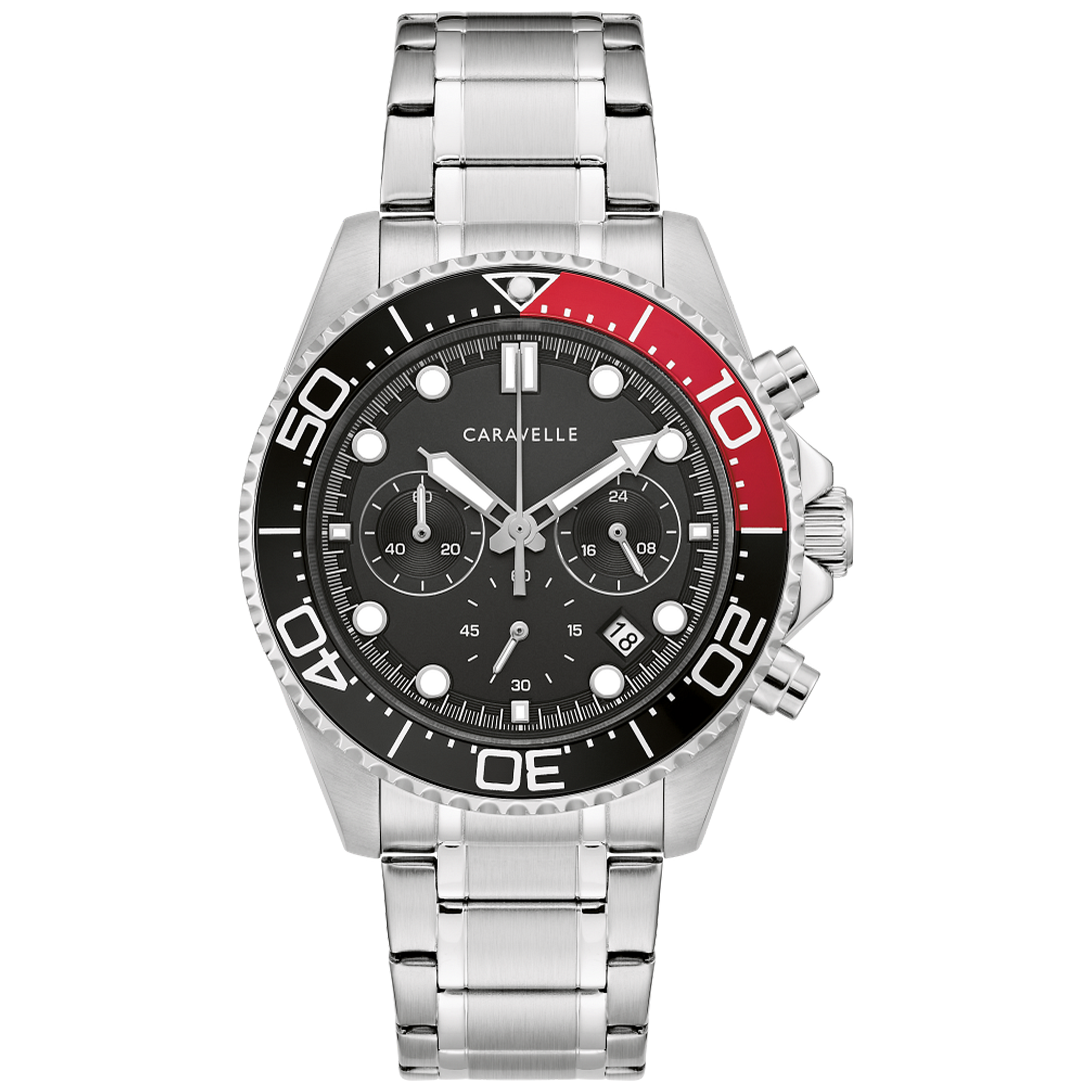 Caravelle Sport - 40mm Black Dial Silver-Tone (43B182) front view
