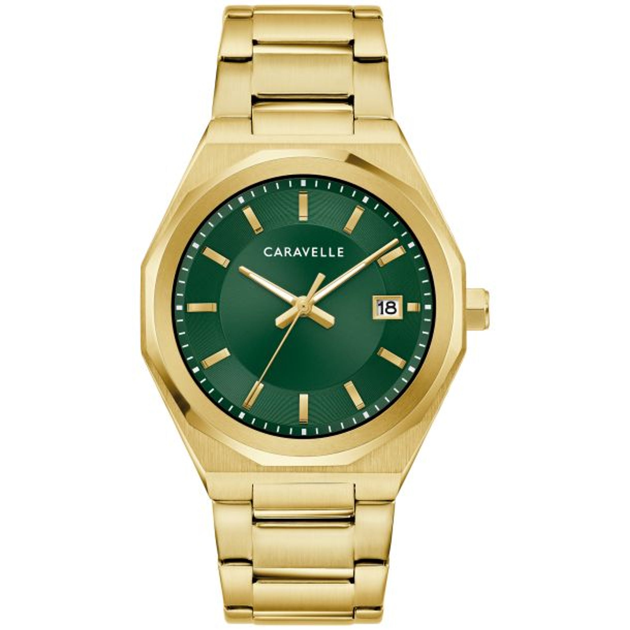 Caravelle Classic Dress - 40mm Green Dial Gold-Tone (44B134) front view