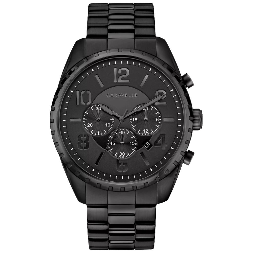 Caravelle Sport - 44mm Black Dial Black (45B150) front view
