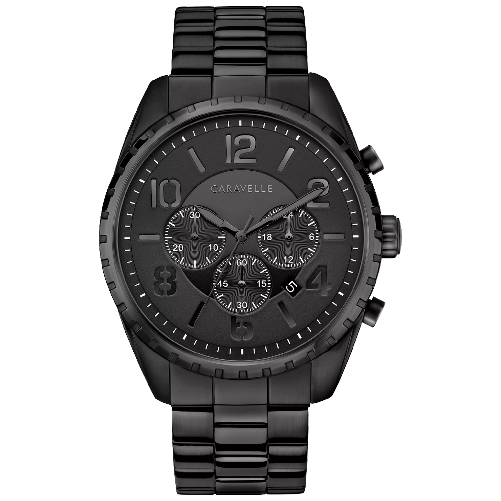 Caravelle Sport - 44mm Black Dial Black (45B150) front view