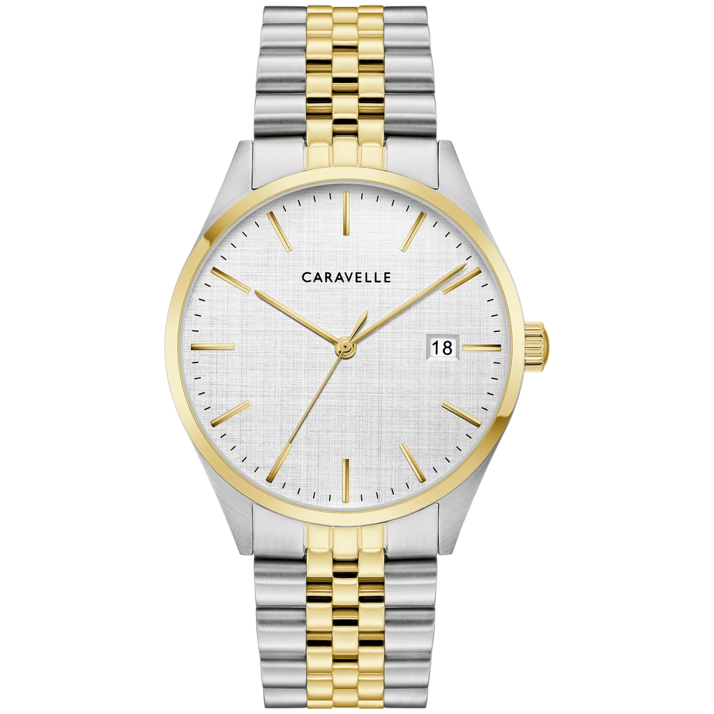 Caravelle Classic - 39mm Silver-Tone Dial Two-Tone (45B163) front view