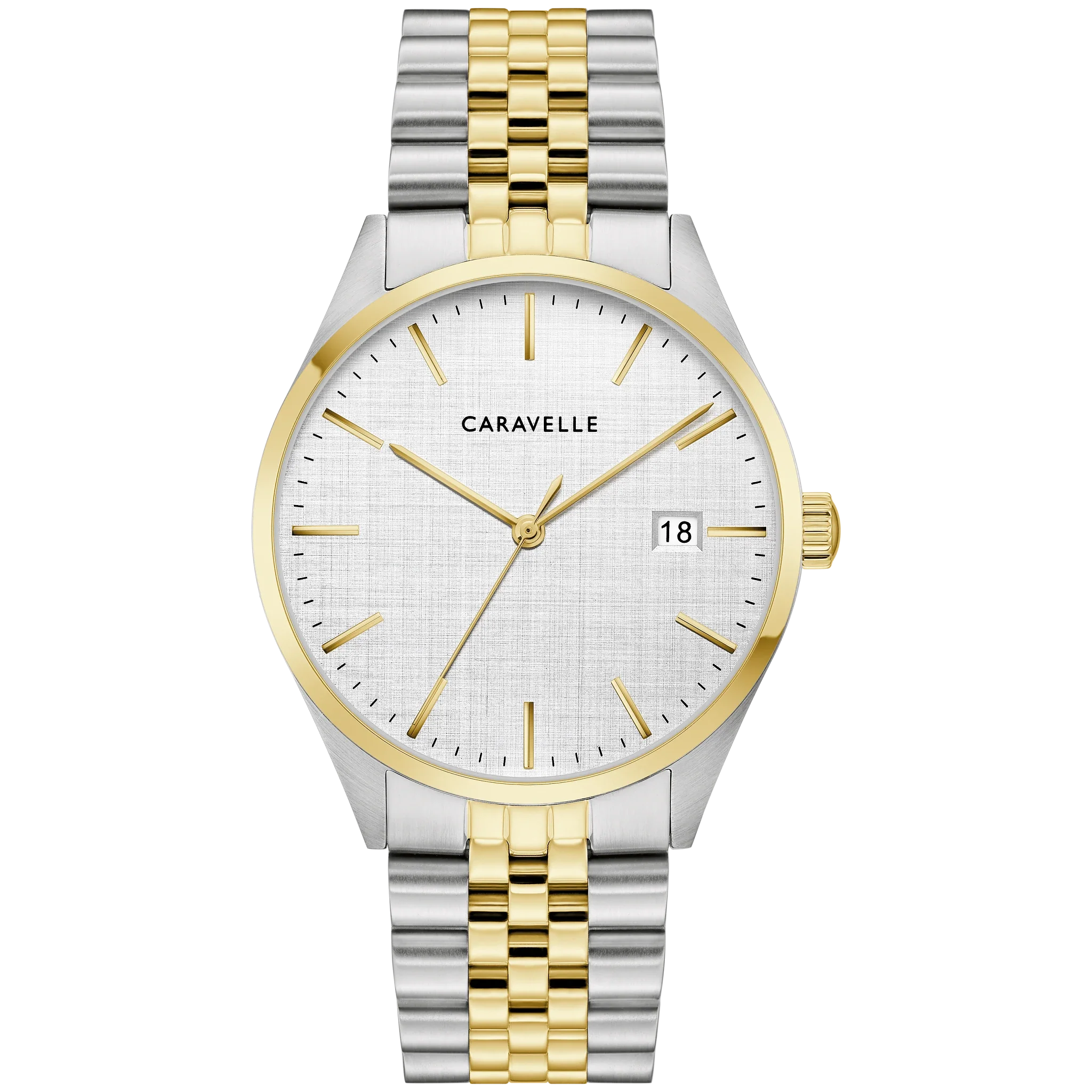 Caravelle Classic - 39mm Silver-Tone Dial Two-Tone (45B163) front view