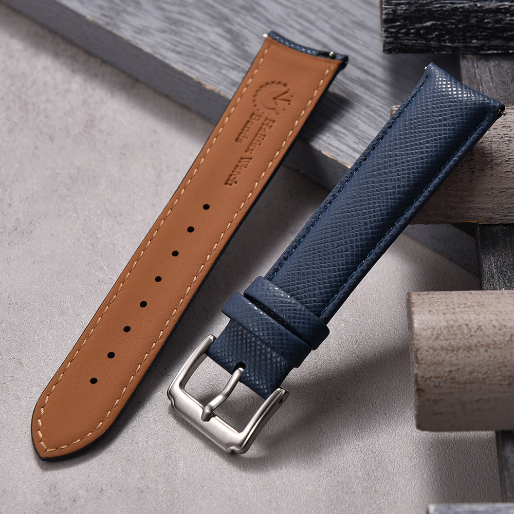 Halifax Watch Bands - Contour Luxe Saffiano Leather Strap