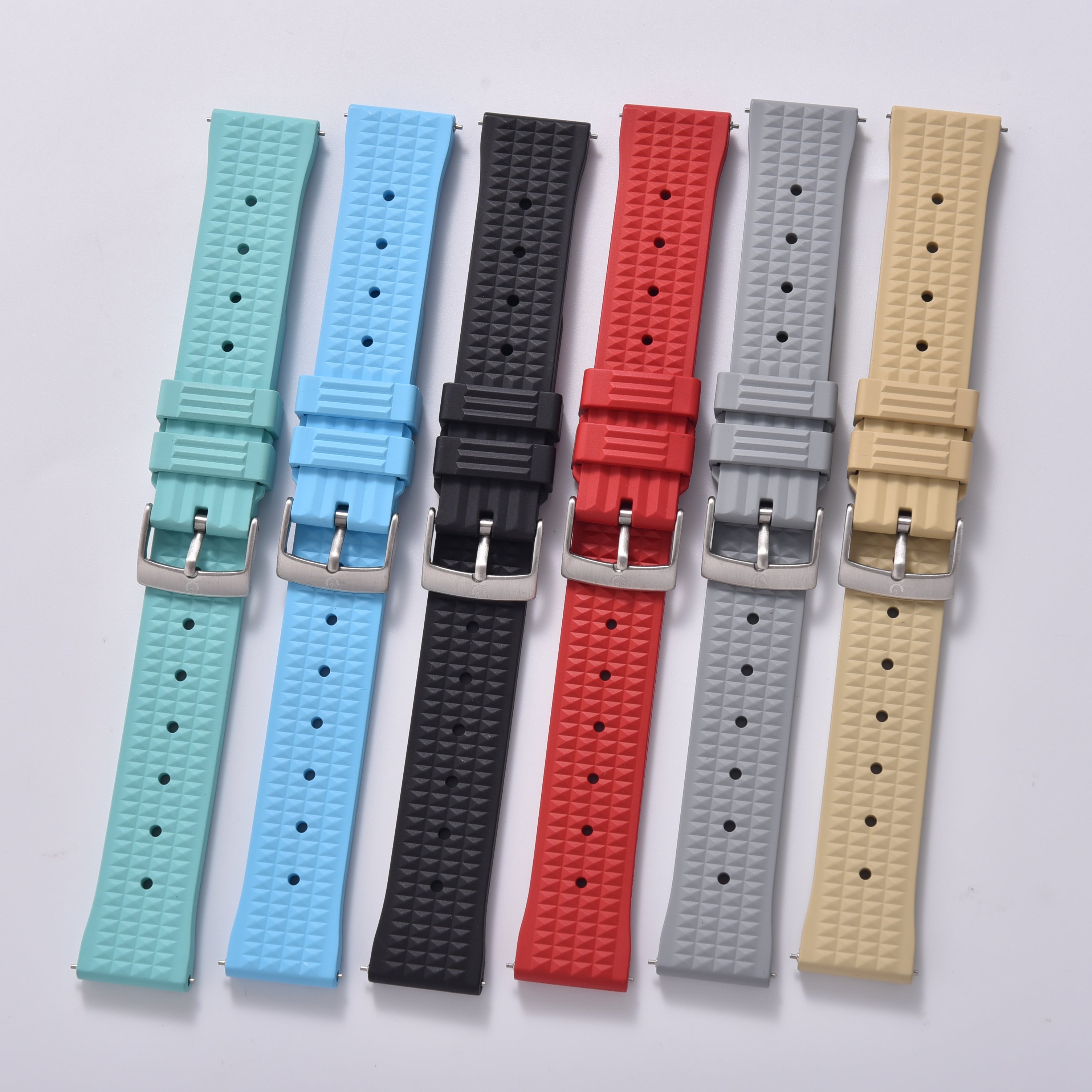Halifax Watch Bands - Seiko Style Waffle FKM Rubber Strap