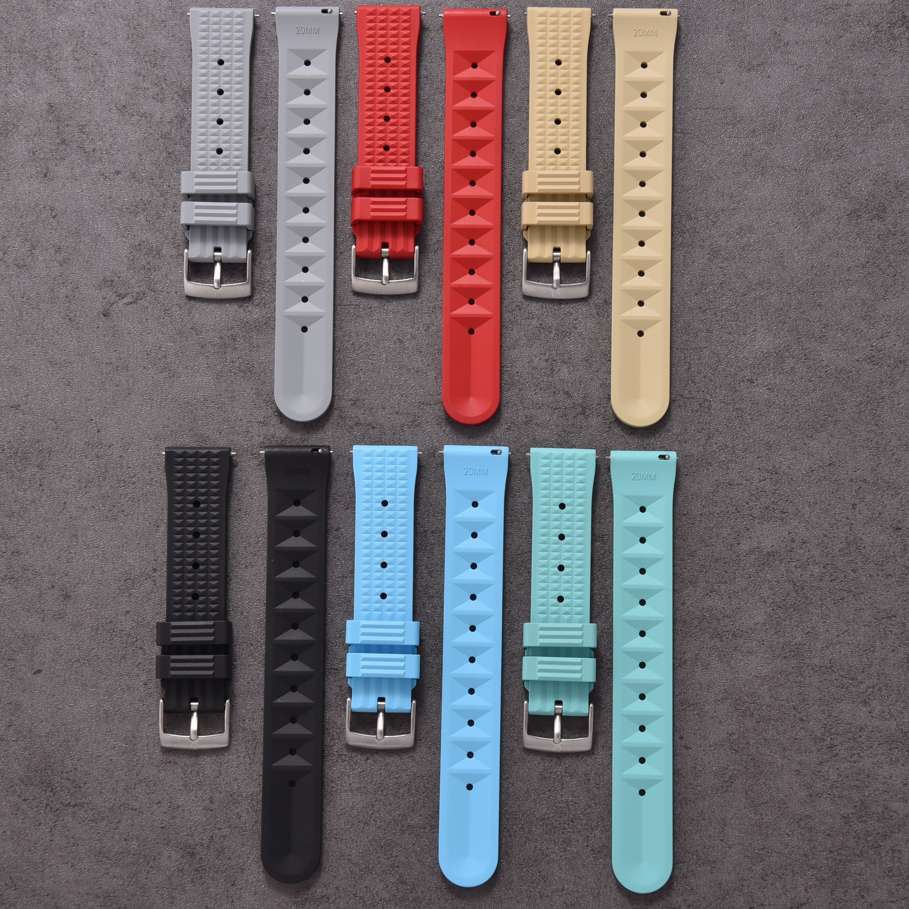 Halifax Watch Bands - Seiko Style Waffle FKM Rubber Strap
