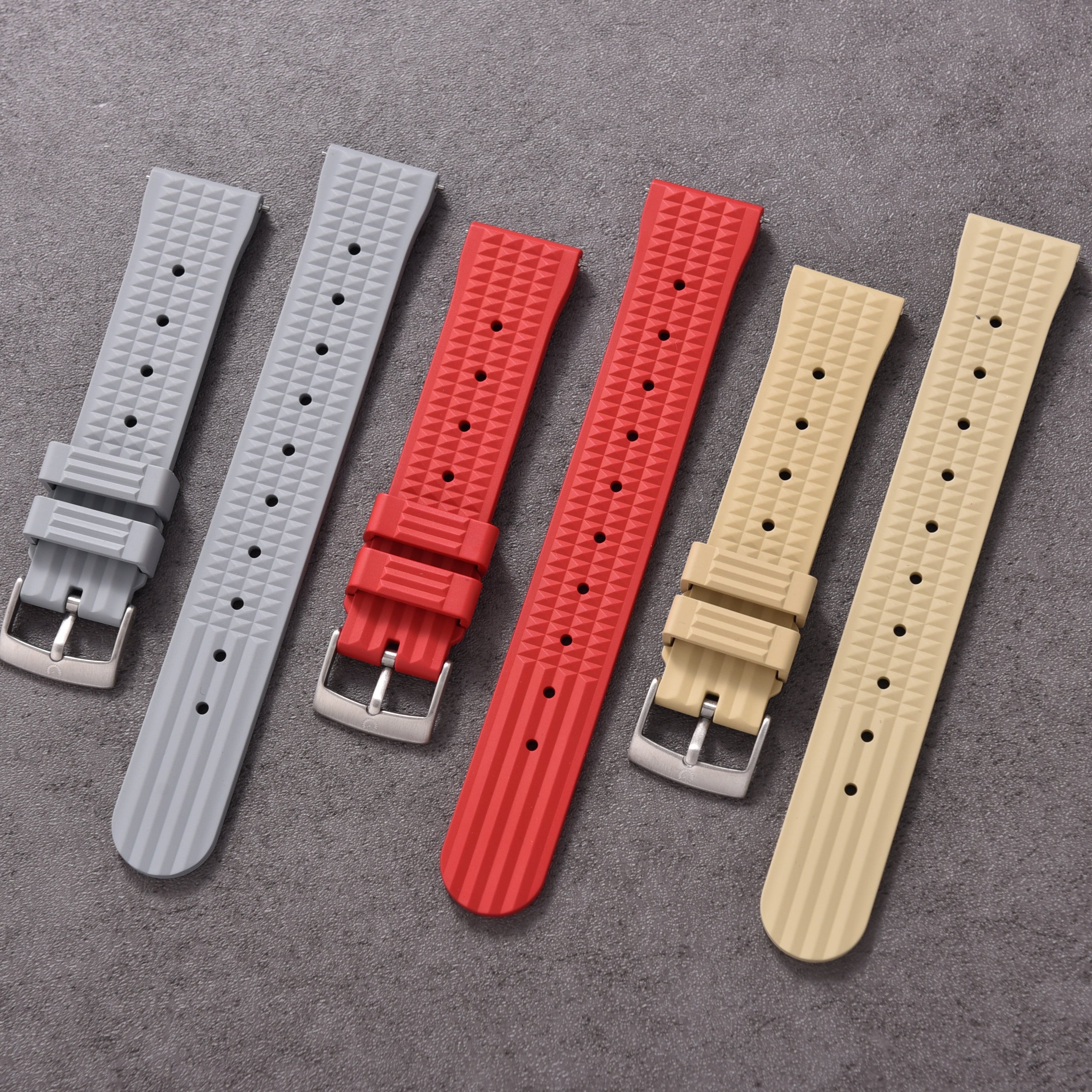 Halifax Watch Bands - Seiko Style Waffle FKM Rubber Strap