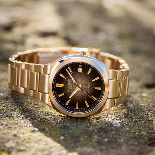 Casio Edifice Automatic - Electroformed Textured Brown Dial Gold Tone