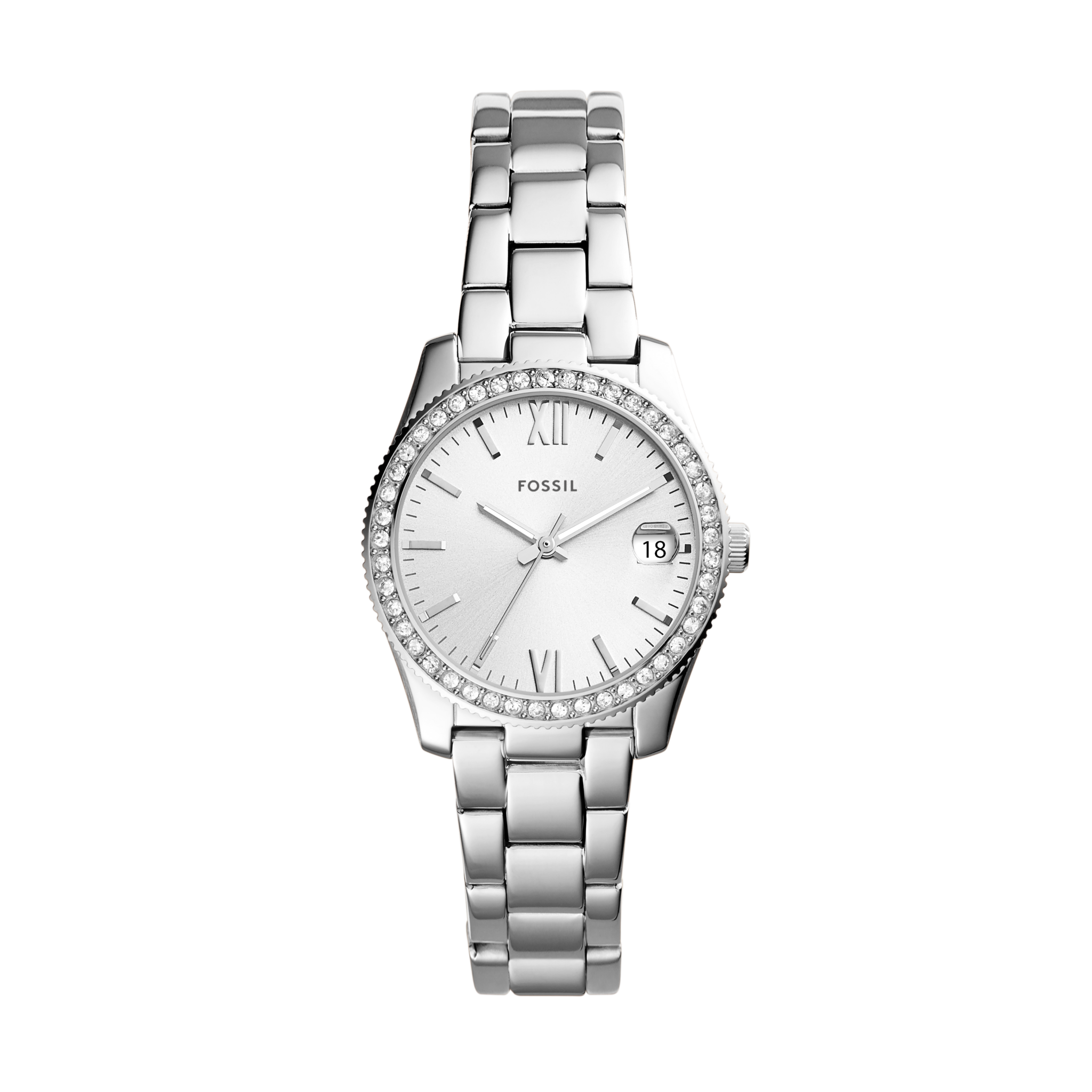 Fossil Scarlette - 33mm Silver-Tone (ES4317) front view