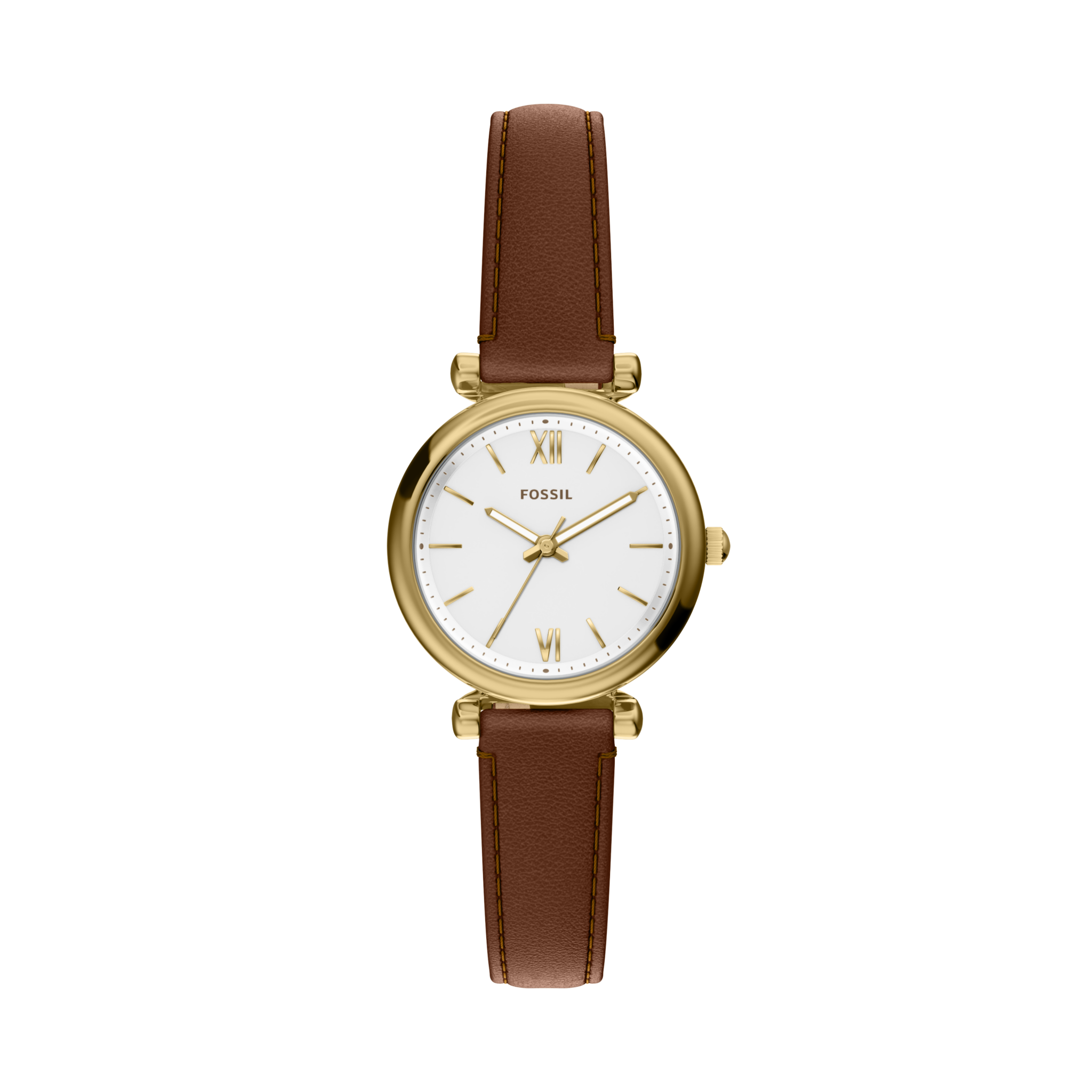 Fossil Carlie Mini - 28mm Brown Leather Watch ES5464