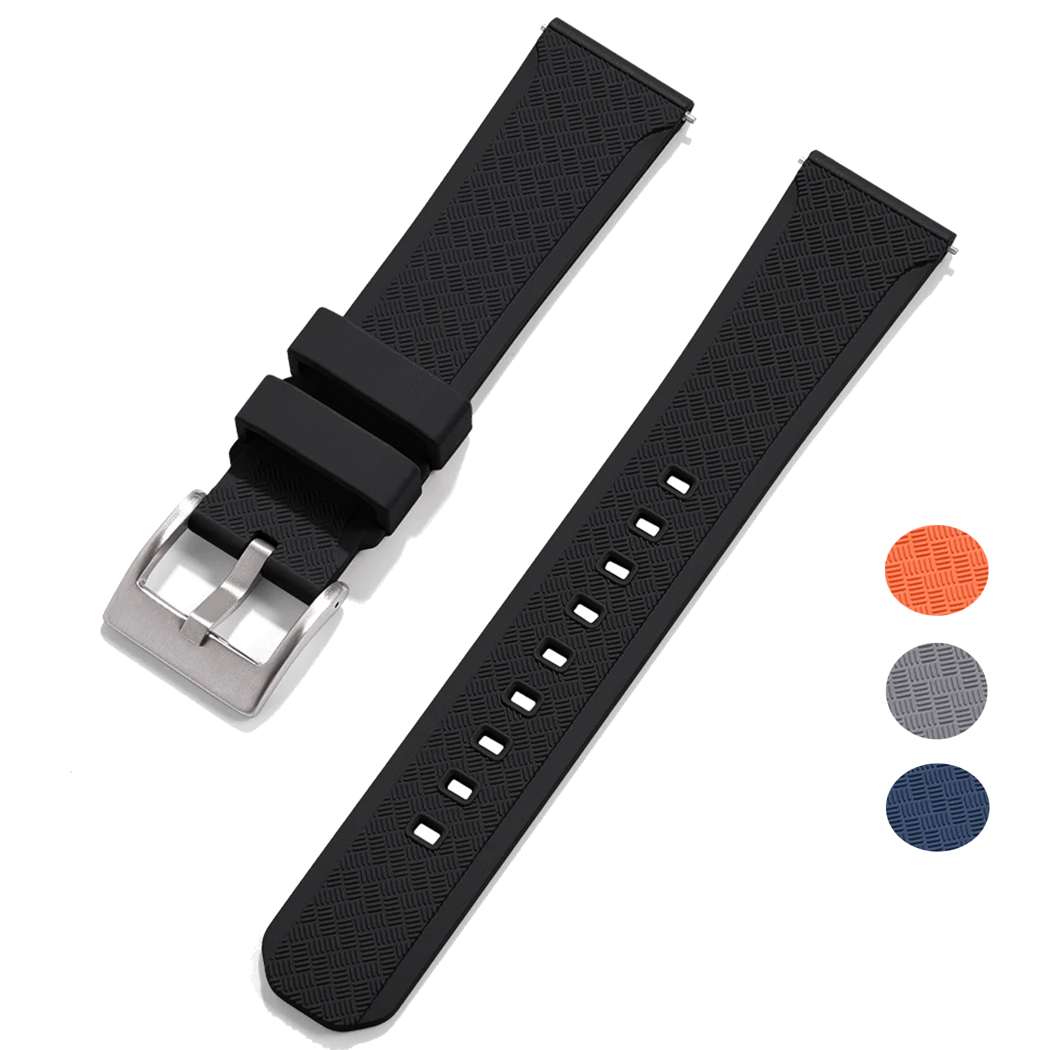 Halifax Watch Bands - Herringbone Textured FKM Rubber Strap