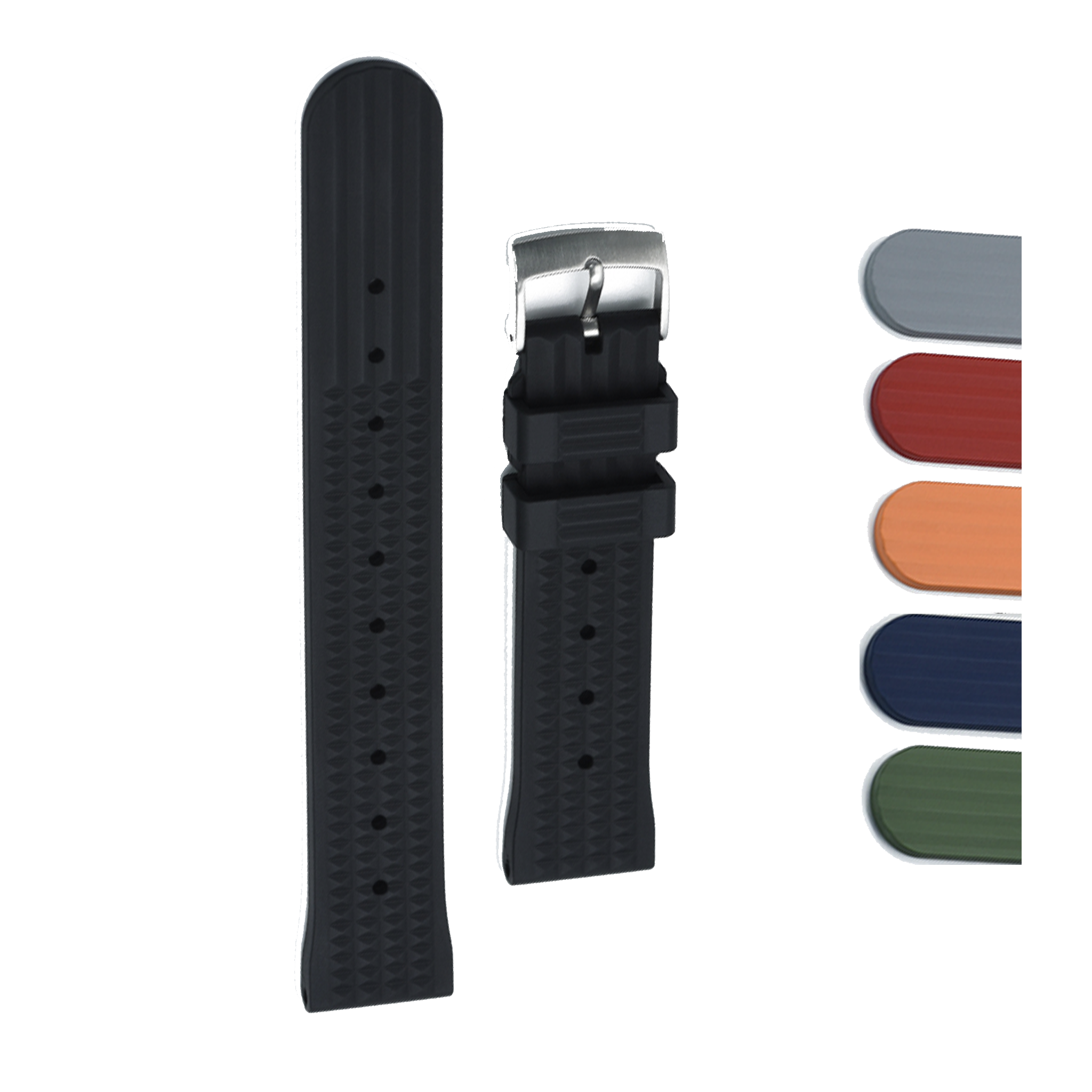 Halifax Watch Bands Seiko Style Waffle FKM Rubber Strap