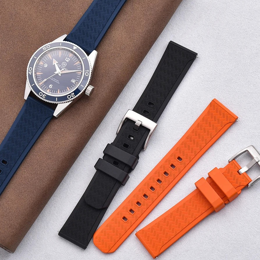 Halifax Watch Bands - Herringbone Textured FKM Rubber Strap