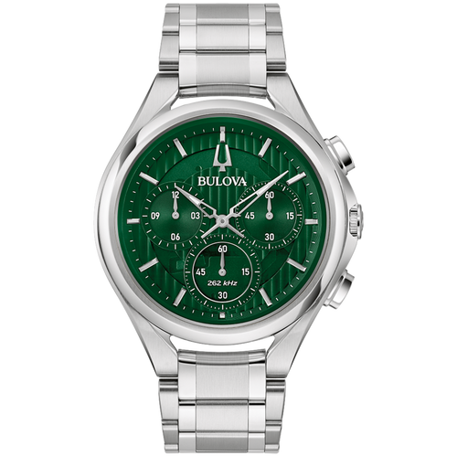 Bulova - Men's Curv Chronograph Watch - Green Dial 96A197