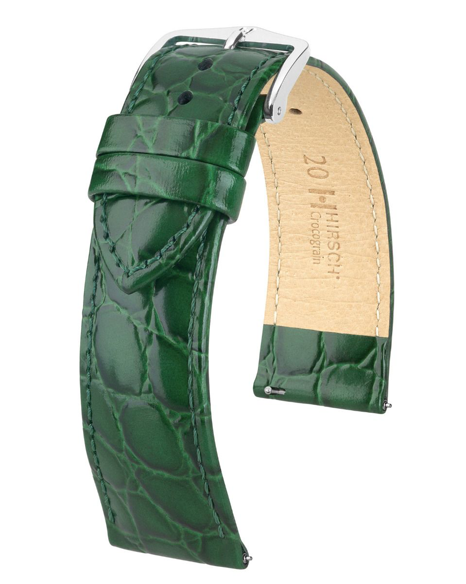 Hirsch CROCOGRAIN Crocodile Embossed Leather Watch Strap
