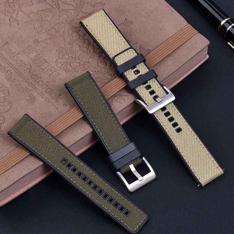 Halifax Watch Bands - Canvas Hybrid FKM Rubber Strap