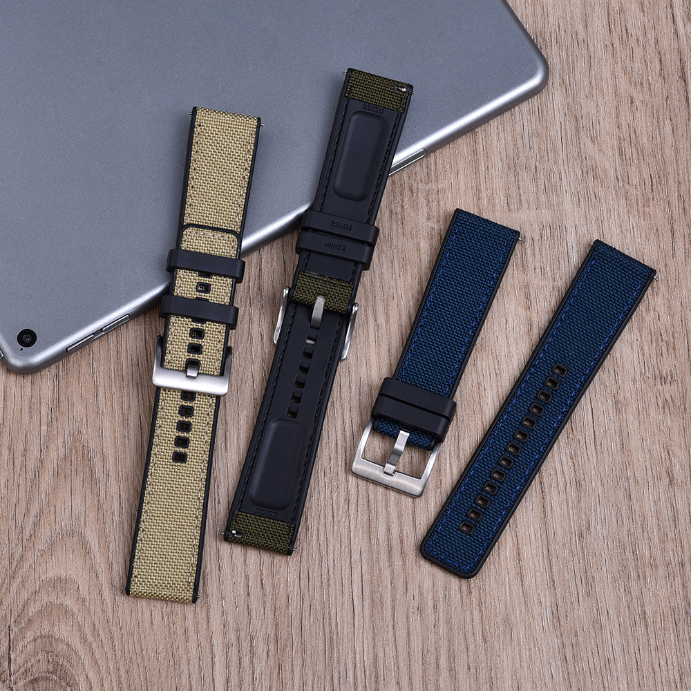 Halifax Watch Bands - Canvas Hybrid FKM Rubber Strap
