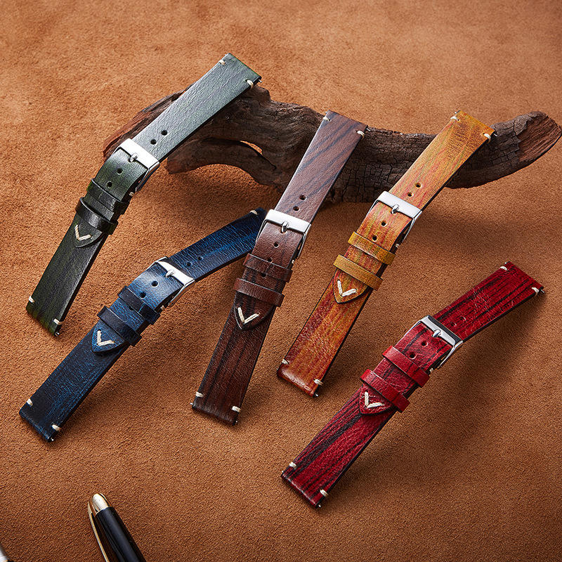 Halifax Watch Bands - Vintage Woodgrain Leather