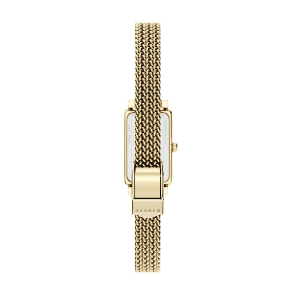 Skagen Hagen Micro - 16mm Gold-Tone Teal Mother-of-Pearl
