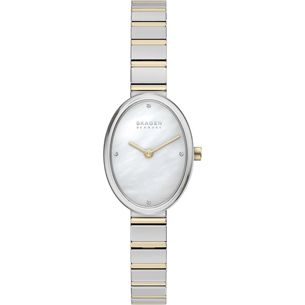 Skagen SKW3198 Anita Oval gold two-tone mother-of-pearl watch, front view