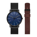 Skagen Signatur Watch & Strap Set - 40mm Blue Dial Black Mesh