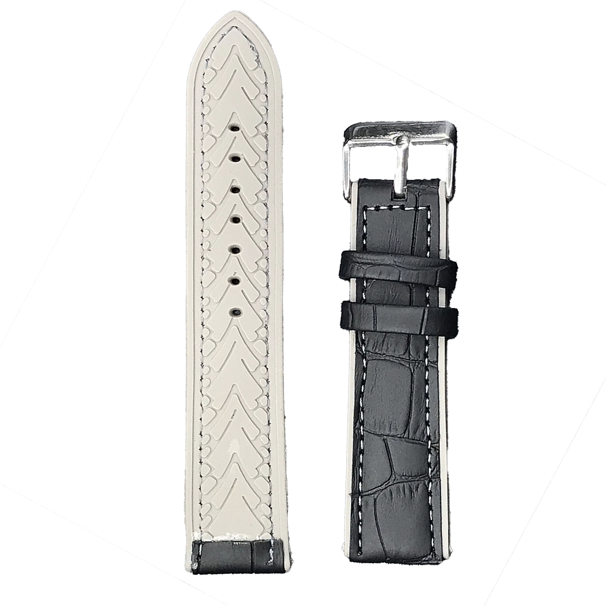 Halifax Watch Bands - Crocodile Embossed Silicone/Leather Hybrid