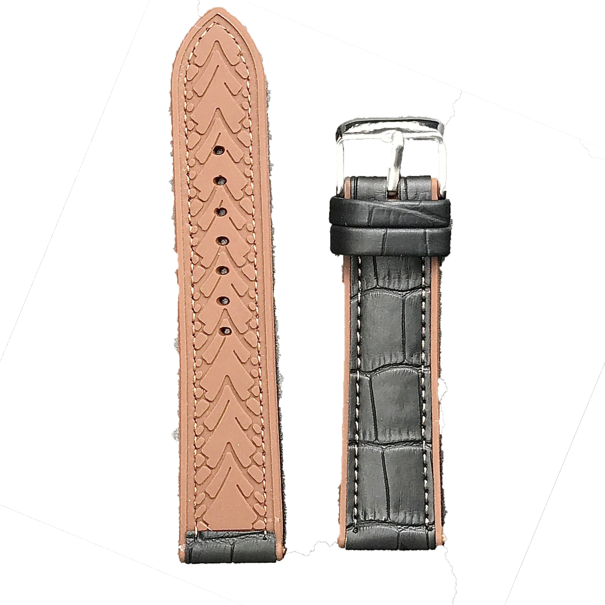 Halifax Watch Bands - Crocodile Embossed Silicone/Leather Hybrid