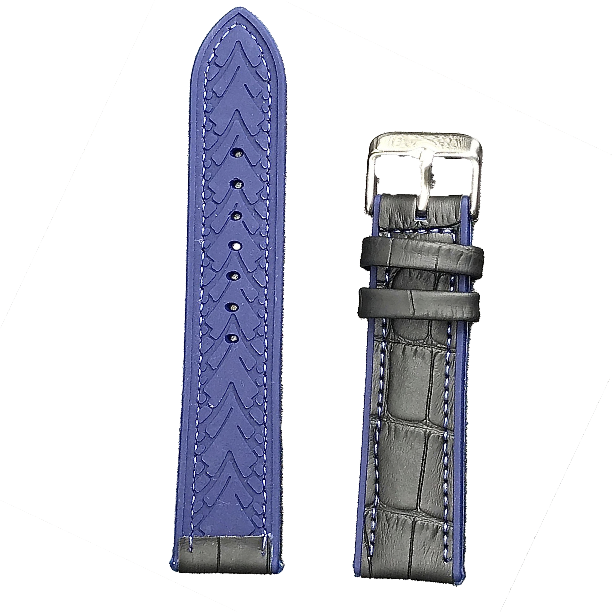 Halifax Watch Bands - Crocodile Embossed Silicone/Leather Hybrid