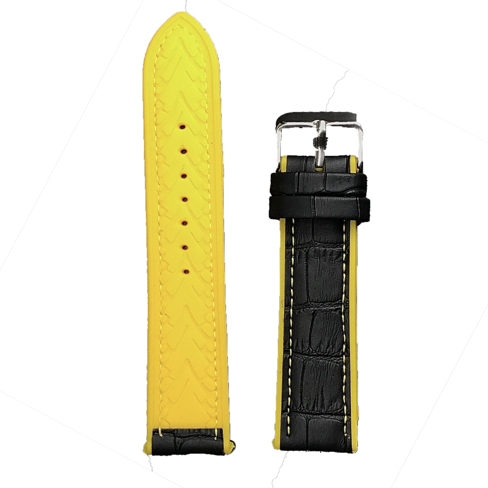 Halifax Watch Bands - Crocodile Embossed Silicone/Leather Hybrid